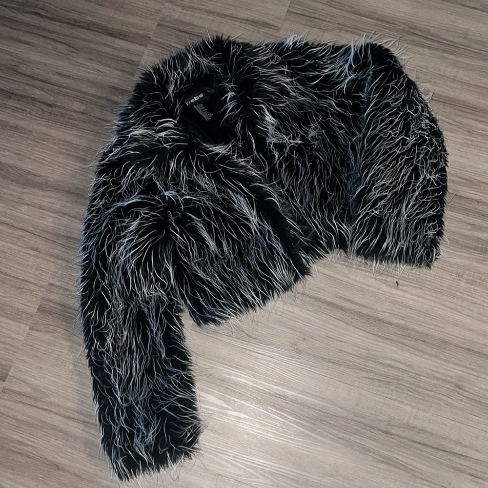 bebe faux fur crop jacket